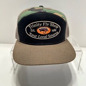 Richardson Panel Trucker Hat Trinity Fly Shop Camo Black Brown Snapback Cap